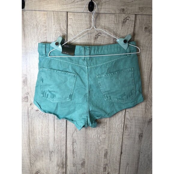 Women's Wild Fable Turquoise Distressed Jean Cheeky Shorts Size 14 NWT. C15 - Picture 3 of 6
